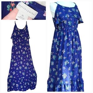 Peyton & Parker Womens Maxi Dress Classic Navy Bree Floral Size Xl‎ Summer Flowy